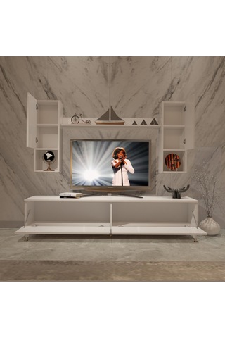 Decoraktiv Eko 5da Mdf Std Gold Tv Ünitesi Tv Sehpası Beyaz
