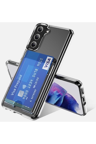 Samsung Galaxy Uyumlu S21 Kılıf Zore Kartlıklı Şeffaf Ensa Kapak
