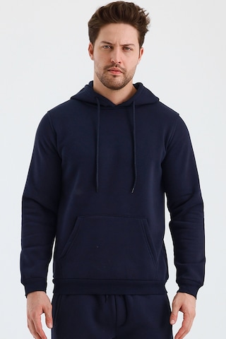 Monox Erkek Kapşonlu 3 İplik Sweatshirt Lacivert