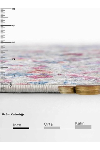Çok Renkli Halı 0006 - Yıkanabilir, Kaymaz Taban, Dijital Baskılı, Leke Tutmaz, İnce Hav, Modern Salon, Oturma Oda