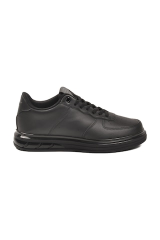 Siyah Bağcıklı Cilt Hafif Esnek Erkek Sneaker 2043 M Siyah-siyah
