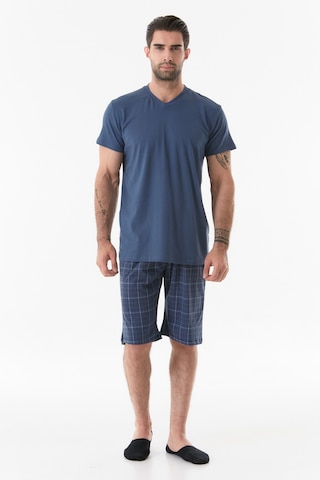 Fullamoda Ekose Desenli V Yaka Pijama Takımı 24mıcg631212243-indigo 24MICG631212243-İndigo