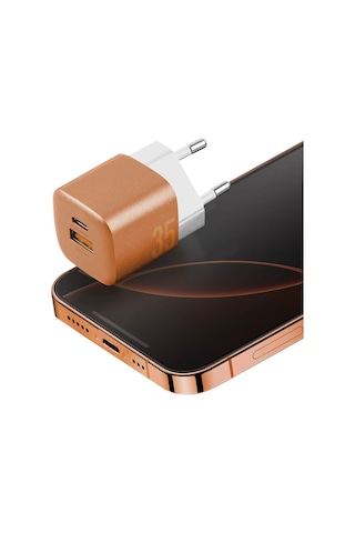 Energea Ampcharge Gan35 1 Adet 35w Type C 1 Adet 30w Usb Çıkışlı Pd Pps Qc Duvar Tipi Hızlı Şarj Aleti - Turuncu