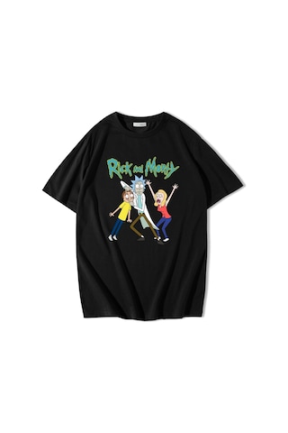 Brz Collection Unisex Oversize Rick And Morty T-shirt-siyah Siyah