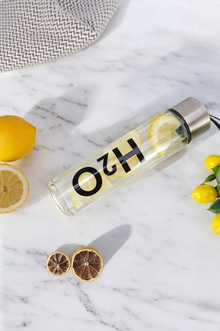 H2o Borosilikat Metal Kapaklı Cam Matara 450 Ml C1-1-18