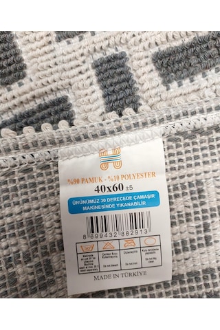 2 Adet Pamuklu Bukle Lüks Kilim 40x60 -luma Kreme Gri Gri