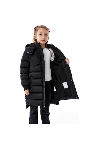 Benitto Kids Kız Çocuk Kapüşonlu Kışlık Şişme Mont 51356 Siyah