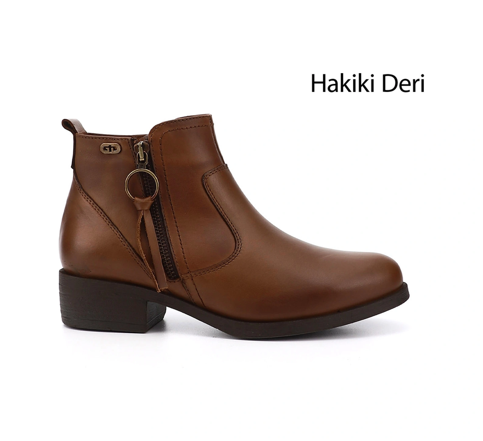 Gönderi(R) Gönderi R Kadın Taba Antik Fermuarlı Kalın Topuklu Hakiki Deri Bot Gkzb13448456 Taba