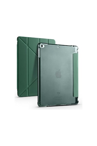 Apple Ipad 9.7" 2018 Kılıf Kalem Bölmeli Tri Folding Smart Katlanabilir Standlı 360 Tam Koruma Kapaklı Kılıf