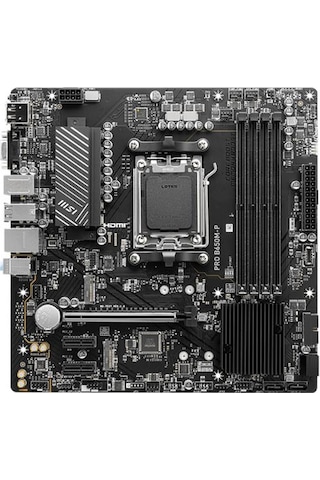 Msı Pro B650m-p Ddr5 7200mhz 1xvga 1xhdmı 1xdp 2xm.2 Usb 3.2 Matx Am5 Amd Am5 9000/8000/7000 Serileri İle Uyumlu