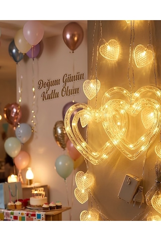 Romantik Kalp Led Işık Neon Görünümlü Dekoratif Oda Lambası Çok Renkli