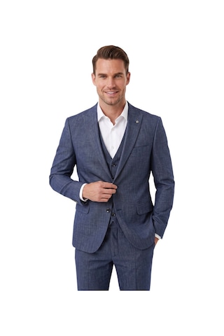Deepsea Lacivert 3 Parça Slim Fit Yelekli Erkek Takım Elbise Çift Yırtmaçlı Modern Kesim 2601631