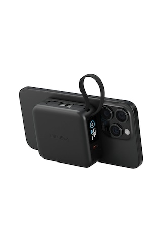 Magpac Mini Plus Dijital Göstergeli 10.000 Mah - 20w Type-c Ve 15w Kablosuz Pd Hızlı Şarj Magsafe Powerbank - Siyah Koyu Gri