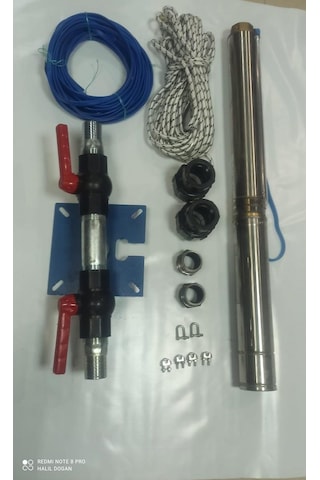 4sd4/10 1 Hp Alarko Trifaze 50 Mt Yassı Kablolu 100 Mt Halatlı Çift Vanalı Akıtma Başlıklı Takım Dalgıç Pompa