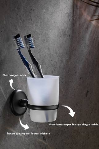 Yapışkanlı Diş Fırçalık Siyah S-105