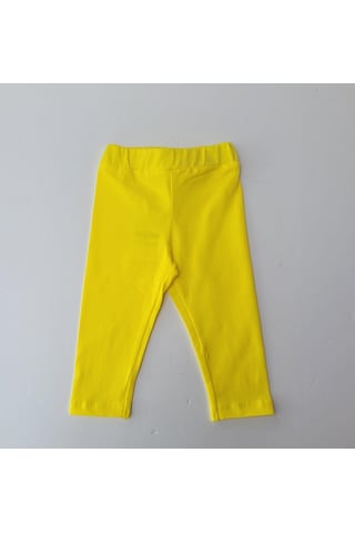 Çikoby Kız Bebek Çocuk Pamuklu Esanek Yüksek Bel Sarı Tayt-12867-sarı Sarı