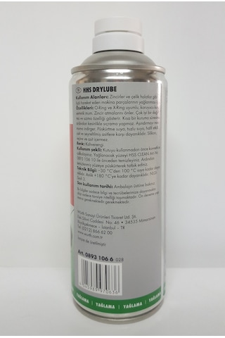 Würth Hhs Drylube Motorsiklet Kuru Zincir Yağlama Spreyi 400 Ml