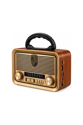 Vintage Tasarım Çok Fonksiyonlu Taşınabilir Radyo Bluetooth Müzik Çalar Şarj Edilebilir St-1080bts