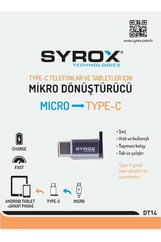Syrox Dt14 Type-c Micro Usb Dönüştürücü