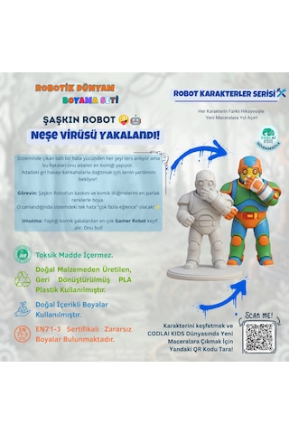 Codlaı Kids Robotik Dünyam 3d Boyama Seti - Çocuklar İçin Eğitici Yaratıcı Oyuncak Boyama Kiti - Şaşkın Robot