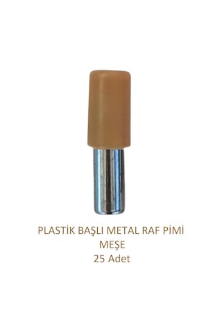 Plastik Başlı Metal Raf Pimi, Meşe 25 Adet Meşe