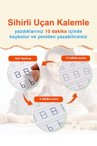 Alfabe Yazı Kitabı Sihirli Uçan Kalemli Oluklu (Kabartmalı) Yazmayı Kolayca Öğreten Kitap Dikkat Atölyesi Yayınları