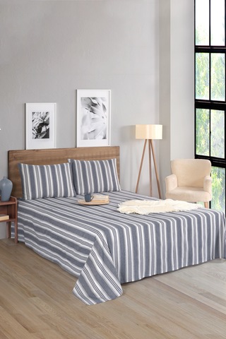 Sport Çizgili Çarşaf + Yastık Kılıfı Seti Tek Kişilik Soft Line Antrasit Antrasit