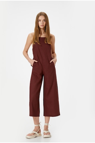 Koton Keten Tulum Kapri Boy Cepli Arkası İnce Askılı Kahverengi 4sal40001ıw Kahve