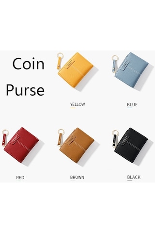 928666 Çoklu Kart Anahtarlık Bozuk Para Cüzdanı Kısa Bayan Cüzdanı Siyah