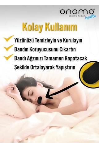 Health Ağız Bandı Siyah Horlama Önleyici Ağız Kapama Hipoalerjenik Uyku Bandı 30'lu