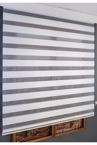 Beyaz Bambu Zebra Perde Beyaz