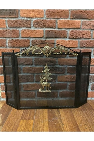 Geyik Desenli Şömine Siperlik . Şömine Aksesuarları