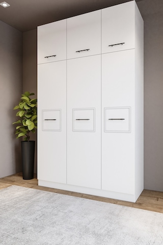 Zarif 6 Kapaklı 10 Bölmeli Beyaz Dolap