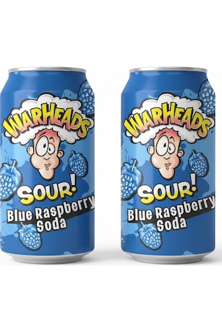 Warheads Sour Blue Raspberry Soda - Ekşi Yaban Mersini Ve Ahududu Aromalı Gazlı İçecek 330ml 2 Adet