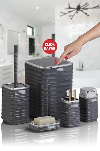 Luna 5li Banyo Set. Krom-antrasit Gri