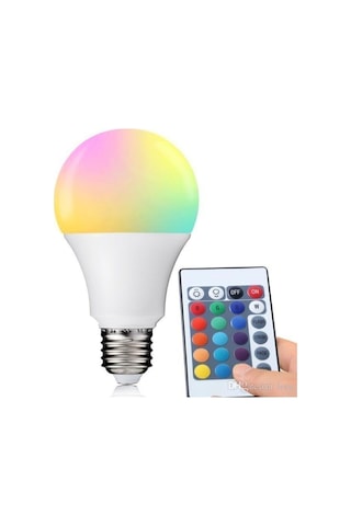 Home Uzaktan Kumandalı Renk Değiştiren Ampul Rgb 9w Beyaz Dahil 1