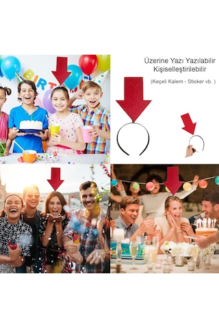Go İthalat Kişiselleştirilebilir Ok Taç Üzerine Yazı Yazılabilen Parti Tacı Kırmızı Renk 0 - 99