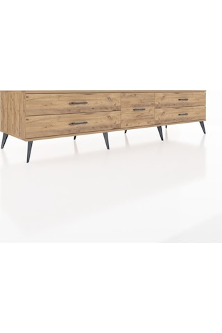 Kronos Tv Ünitesi 5 Çekmeceli 220x59x51 Çam-aytaşı/çam Aytası/atlas Çam - Atlas Çam