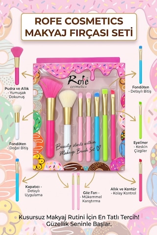 Rosıa Rose Cosmetics 7 Parça Makyaj Fırça Seti