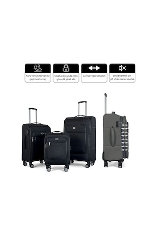 Reymond Oasis Serisi Kumaş Yüzeyli Valiz - Lacivert / 3'lü Set Lacivert