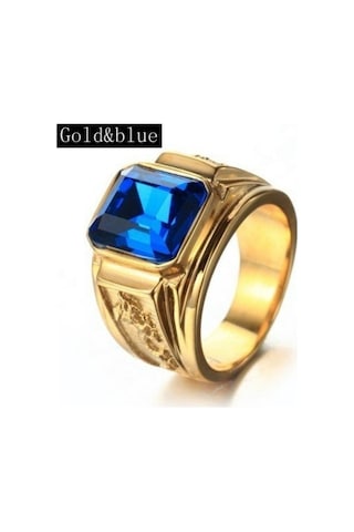 Altın Erkek Retro Sözleşmeli Exqusite Siyah Titanyum Çelik Yüzük Altın