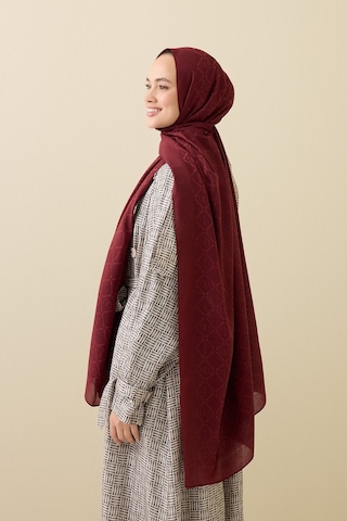 İmannooor İman I Kafes Bordo Tencel Pamuk İpek Şal 70x200