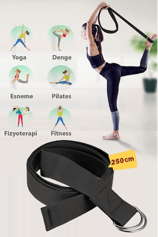 Spor Byfit Doğal Pamuklu Yüksek Kalite 250 Cm Yoga Kemeri Siyah