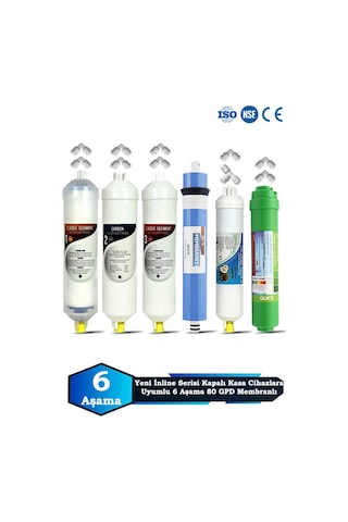 Sumarkt Yeni Seri İnline Kapalı Kasa Su Arıtma Cihazı Uyumlu 6 Aşama 80 Gpd Süper Membranlı Alkalinli Set