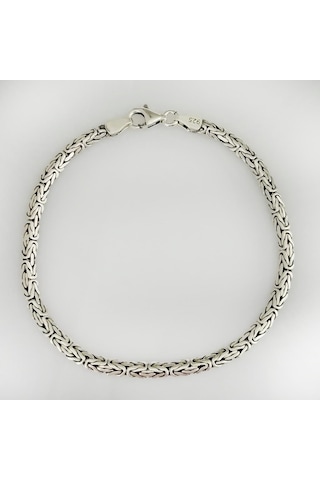 Omar Silver Erkek Kral Yassı Ezme Balık Sırtı 925 Ayar Gümüş Bileklik