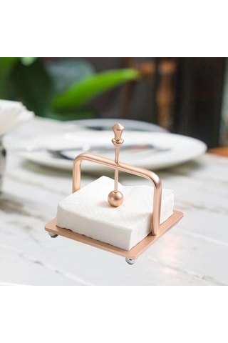 Homyl Peçetelik Metal Dekoratif İçecek Peçete Kutusu Yemek Gül Altın