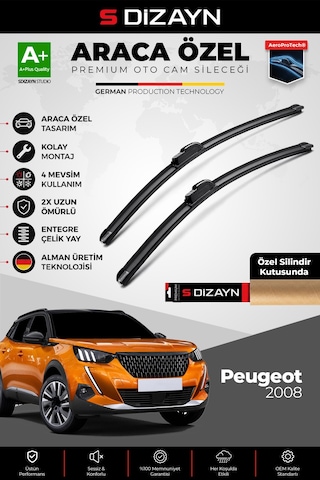 S-dizayn Peugeot 2008 2 Ön Cam Silecek Seti 2019 Üzeri Premium Araca Özel 60-40 Cm A+ Kalite