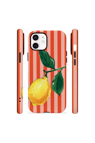 Apple iPhone Uyumlu 11 Vorian Çift Katmanlı Magsafe Kılıf Sicilian Lemon Red Stripe