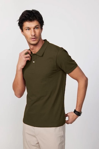 Tudors Erkek Regular Fit Klasik Kesim %100 Pamuk Düz Pike Haki Polo Yaka Tişört-33016 Haki