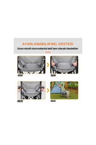 Kingcamp Cedar Deluxe Ultra Bel Destekli Kamp Sandalyesi Grey Gri - Siyah